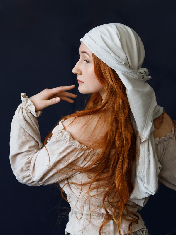 портрет , жанр, лицо, женщина, лица35, печать, цвет, рыжие длинные волосы Настя фото превью