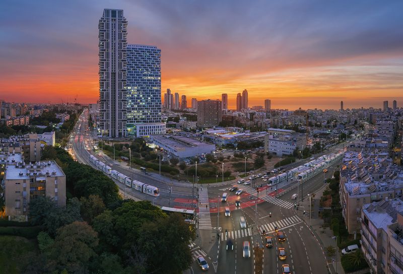 israel, tel-aviv, bat yam, sunset, drone, panoramic Bat Yam, Israelphoto preview