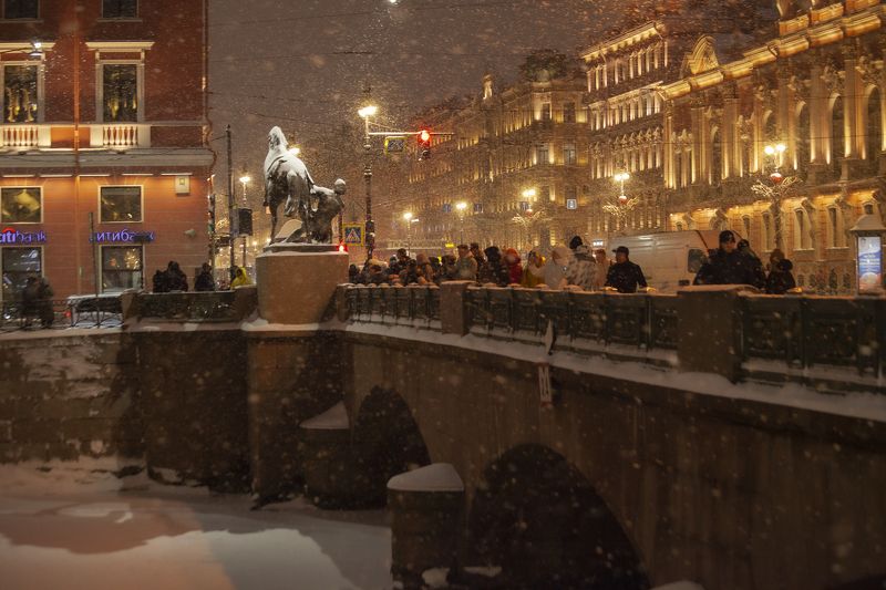 санкт-петербург ночь снег зима питер *** фото превью