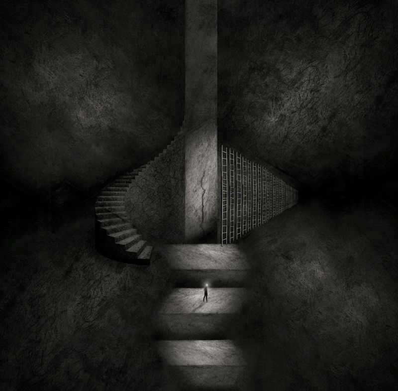 fineart, conceptual, creative, bnw, blackandwhite, photomontage, photomanipulation, atmospheric, limbo, dark, black, Limbo and Mnemosyne  IVphoto preview