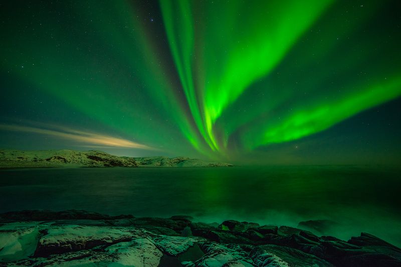 север,кольский, заполярье, баренцево море, териберка, Небесные волны.photo preview