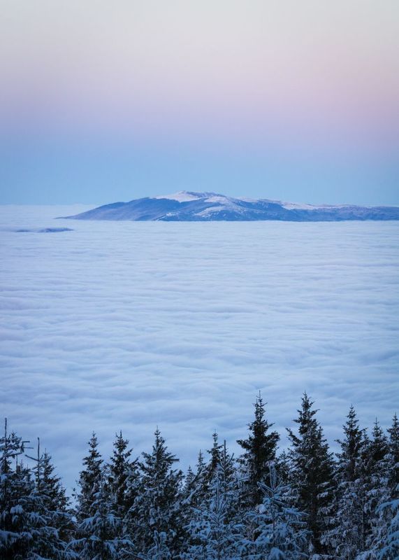 winter, clouds, mountain, peak Island in the sea of cloudsphoto preview