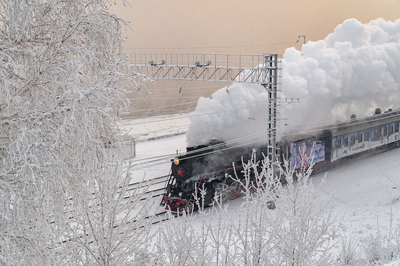иркутск, транссиб, паровоз, ангара, мороз Паровоз-Морозphoto preview