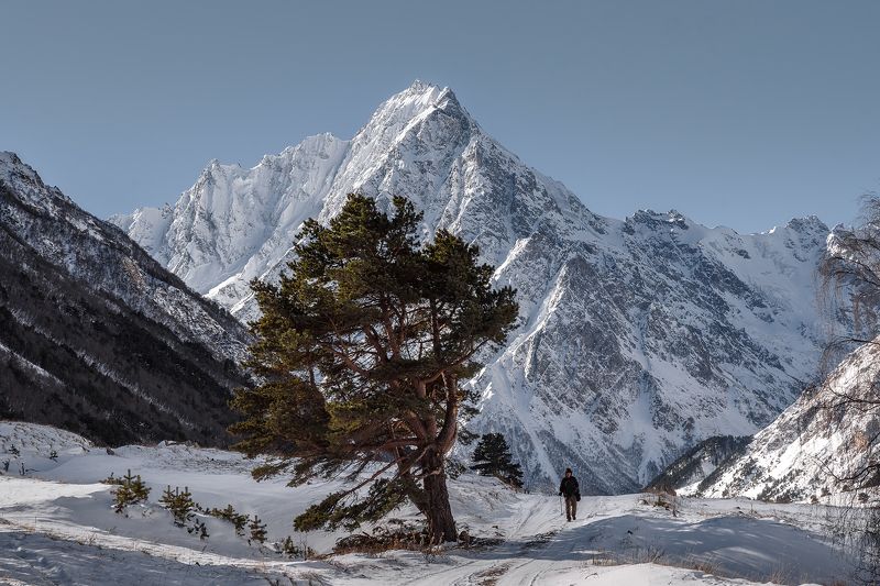 кавказ, горы, утро,  зима, снег, зима в горах, горы зимой, кабардино-балкария, горная дорога, чегем, малка, черек Зима в горах Кабардино-Балкарииphoto preview