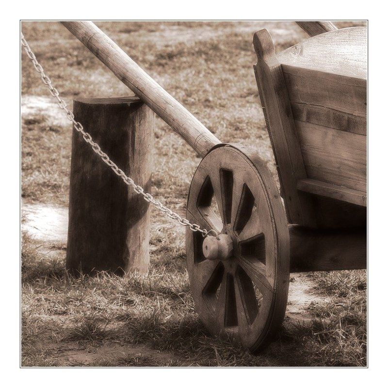 колесо, телега, дерево, утро, i_go Этюд с колесомphoto preview