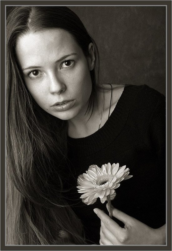 катю, портрет, цветок, гербера Портрет с герберойphoto preview