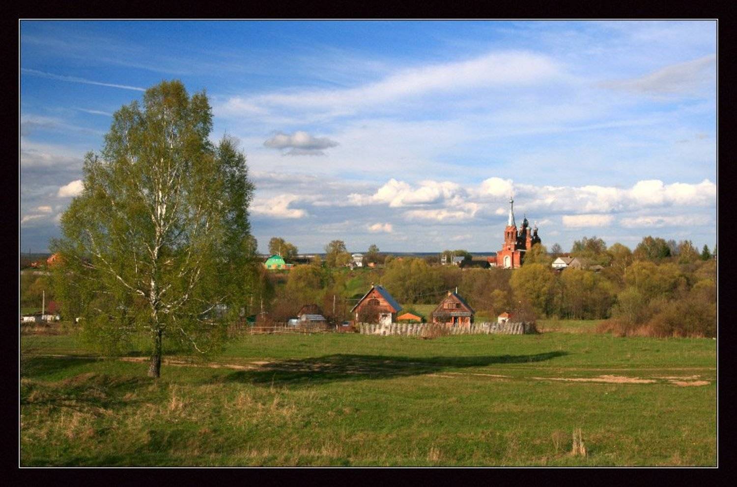 весна, церковь, деревня, облака, Георгий
