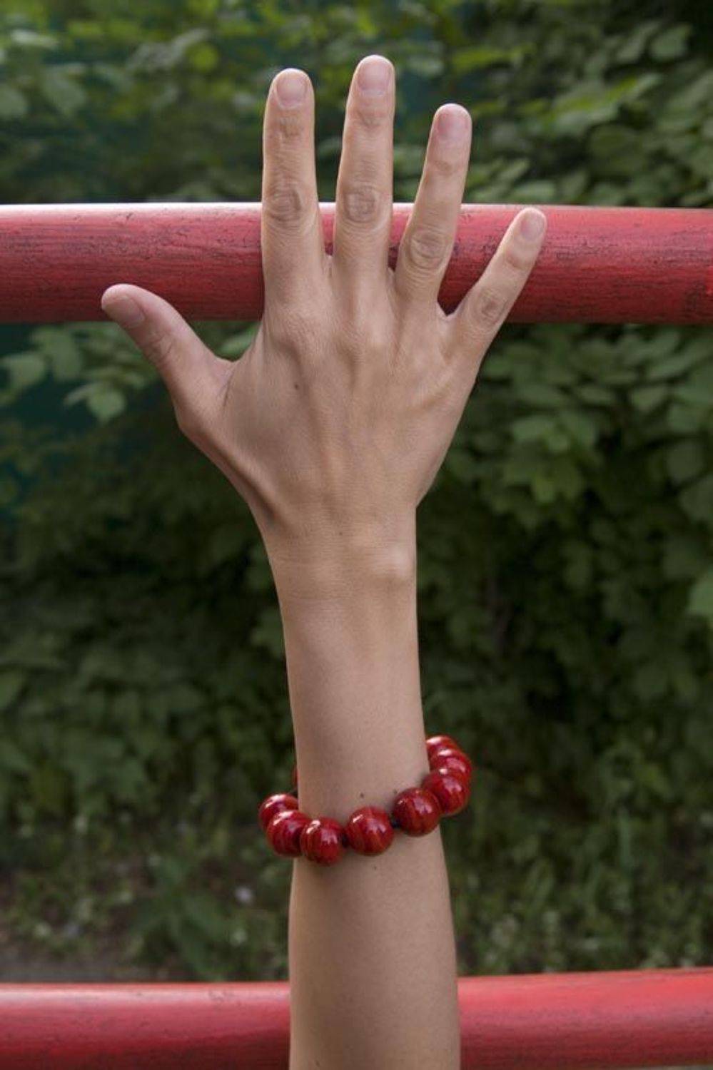 красный, зеленый, рука, браслет, неправильная, фотография, Vincent
