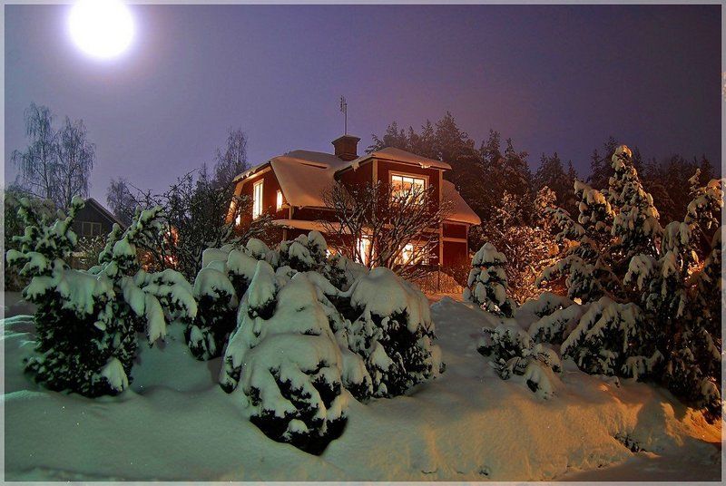 швеция,скандинавия,зима,снег,пейзаж Полная лунаphoto preview