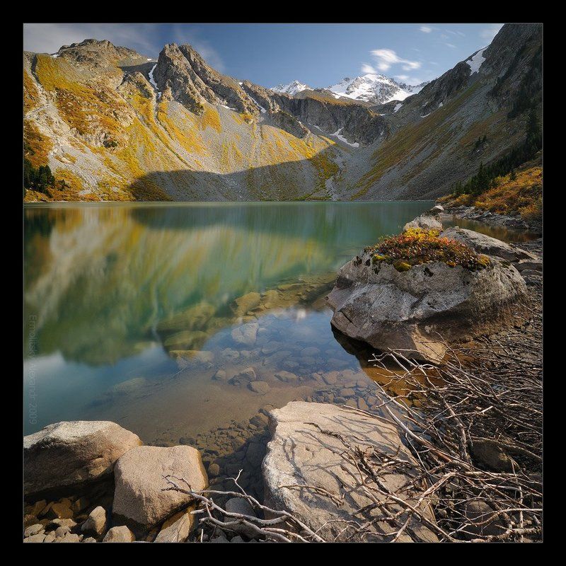 алтай, мульта, горы, озеро, верхнее, мультинское, камни, кусты, отражение, золотая осень Верхняя Мультаphoto preview