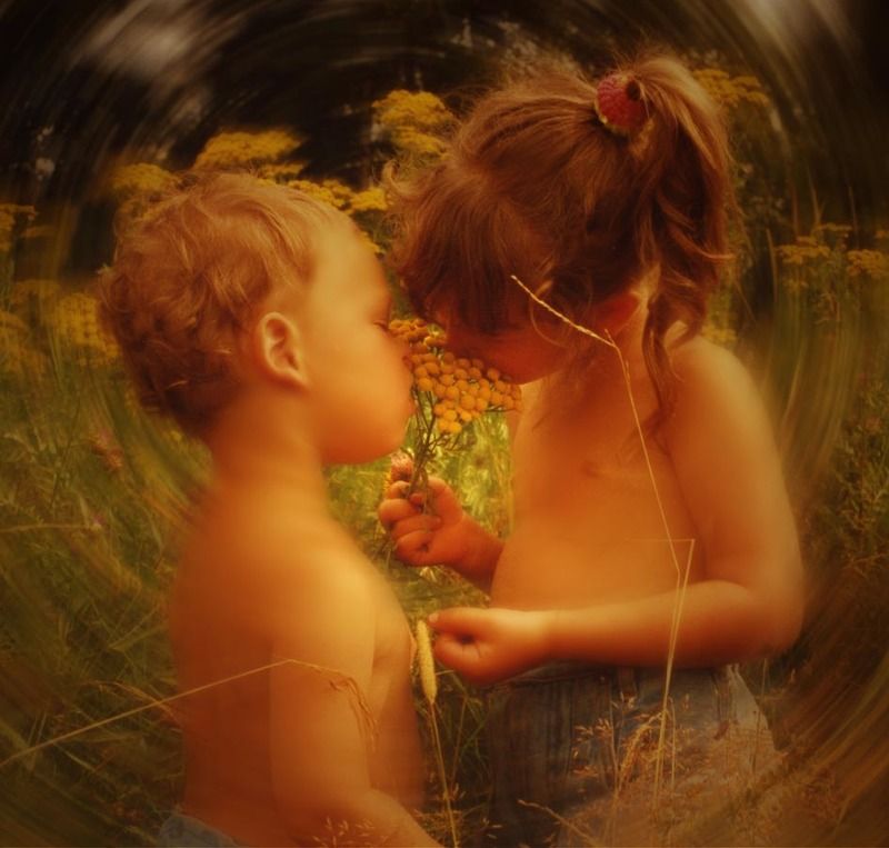 дети, цветы лето Цветы жизни в цветах лета...photo preview