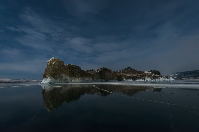 иркутская обл, озеро байкал, острова малого моря, лёд, ночь, зима Ольтрекphoto preview