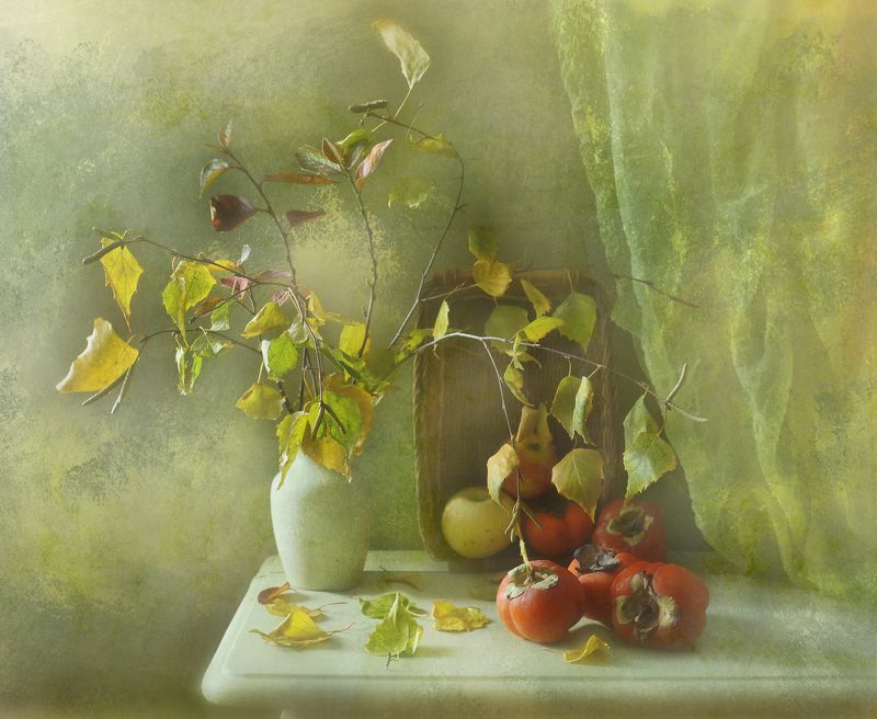 осень,хурма,ветки,листья свет,цвет ***photo preview