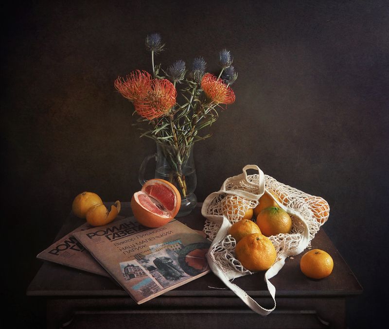 цветы, апельсины, журналы, flowers, oranges, magazines With magazinesphoto preview