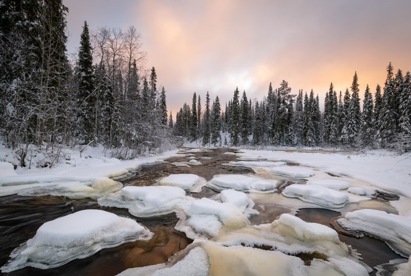 зима, реки, кольский, лед, рассвет Красоты севераphoto preview