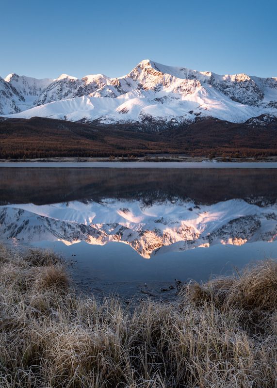 Северо-Чуйский хребет в отражении озера Джангысколь… North Chuysky ridge in the reflection of Lake Dzhangyskol... фото превью