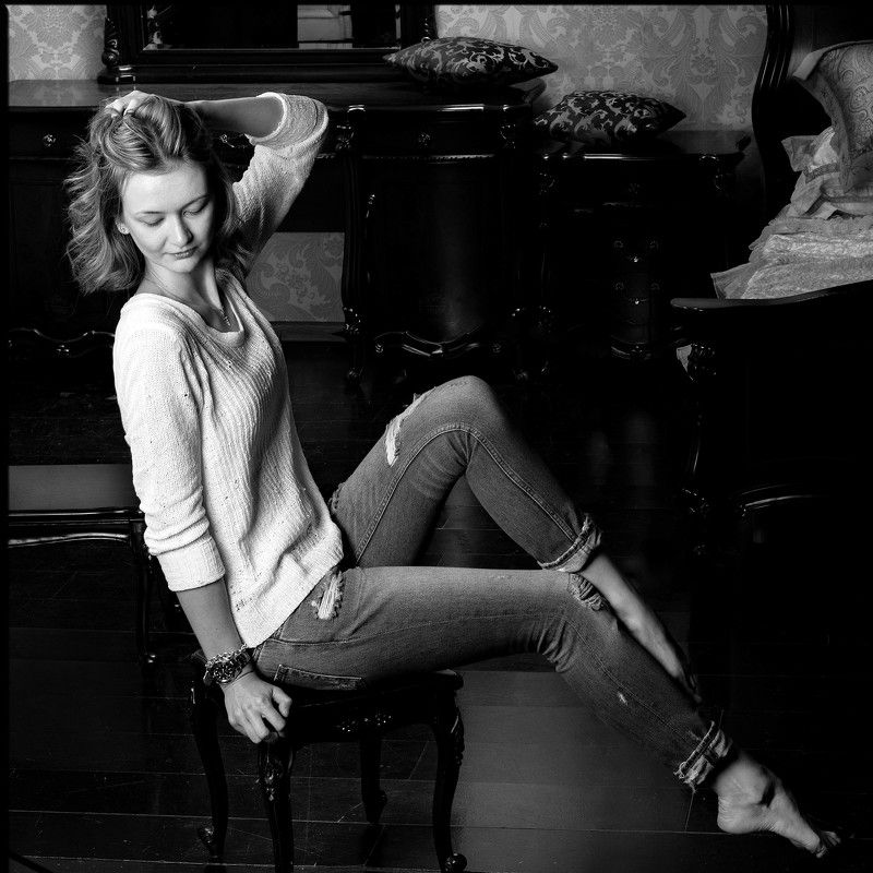 портрет, женский портрет, женская красота, девушка, чб, чернобелое, гламур, модель, model, glamur, portrait, bw, black and white Наташаphoto preview