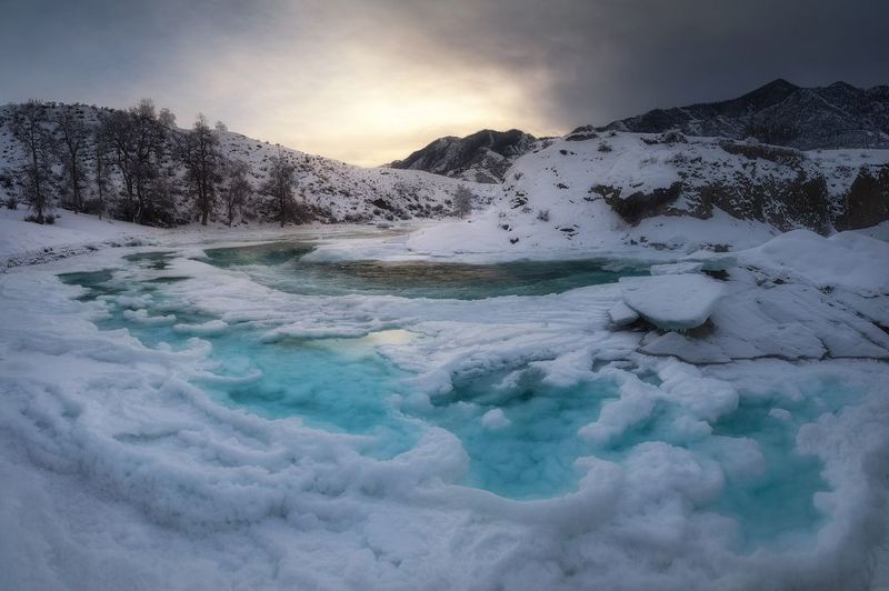алтай, горный алтай, пейзажи алтая, онгудайский район, горная река, горы, чуя, зима на алтае, зимний пейзаж, лёд, Кораллы зимыphoto preview