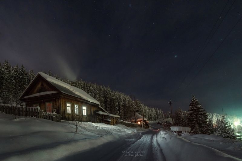 ночь, улица, зима, деревня Ночь перед Рождествомphoto preview