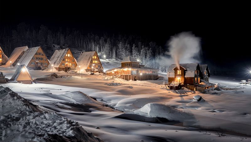 Сибирь, Ергаки, зима, горы, сказка, ночь, Siberia, Ergaki, winter, mountains Зимняя Сказкаphoto preview