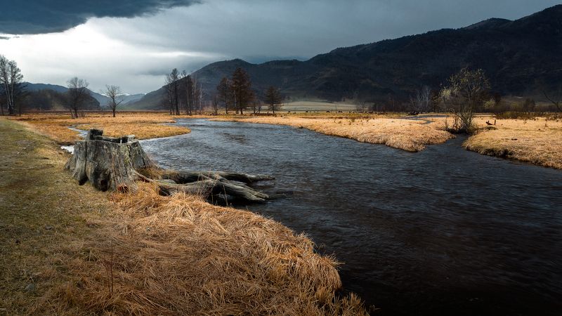 Долина, Река, Горы, Весна Каракольская долинаphoto preview