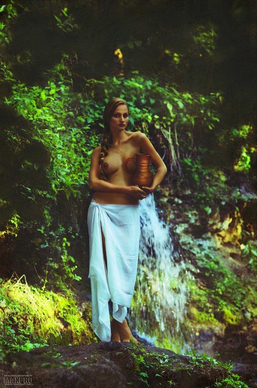 Girl, Maxart, Maxpro, Model, Nud, Nude, Pitcher, Water, Waterfall, Вода, Водопад, Девушка, Кувшин waterfallphoto preview