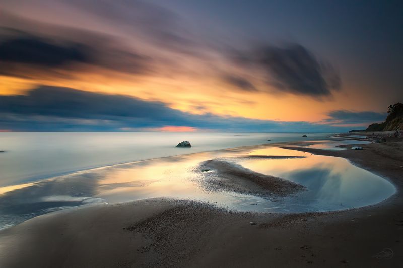 Baltic sea, Clouds, Evening, Landscape, Long exposure, Sea Морские линииphoto preview