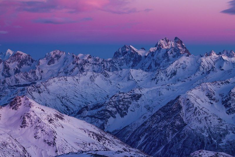 Горы, Закат, Кавказ, Приэльбрусье, Ушба, Эльбрус Шабаш ведьмphoto preview