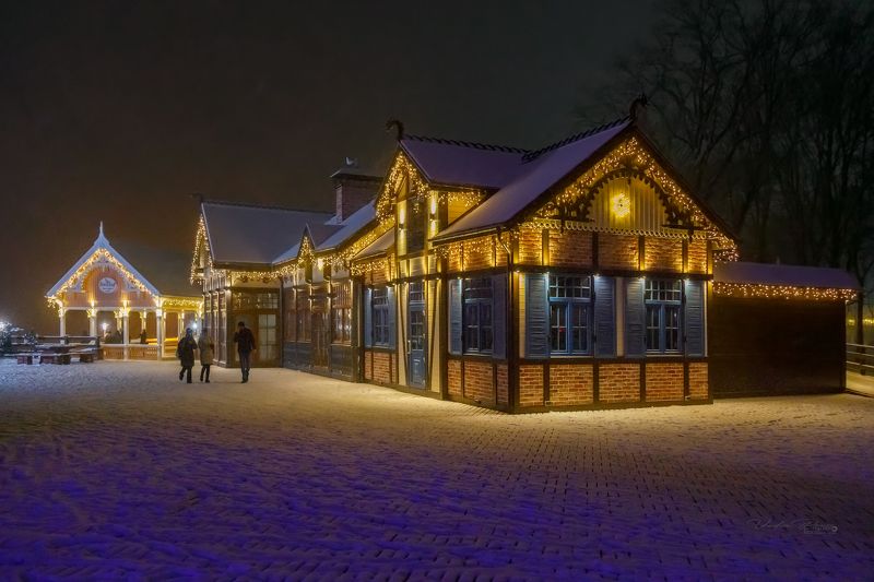 Рождество, Зеленоградск,Россия, курорт, зима, улица, фотография, ночь, Свирин Вадим, город, Christmas, Zelenogradsk, Russia, resort, winter, street, photography, night, Vadim Svirin, city «Ночной променад»photo preview