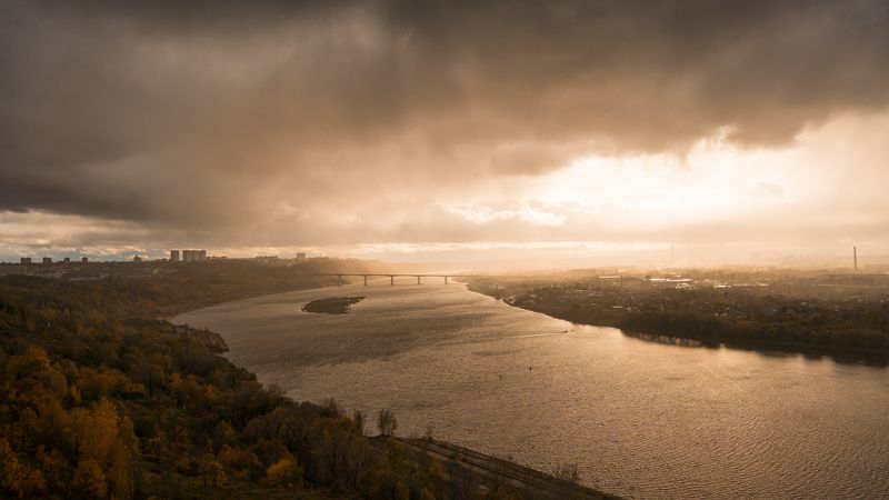 осень река деревья небо Окаphoto preview