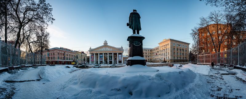 Панорама снежного города фото превью
