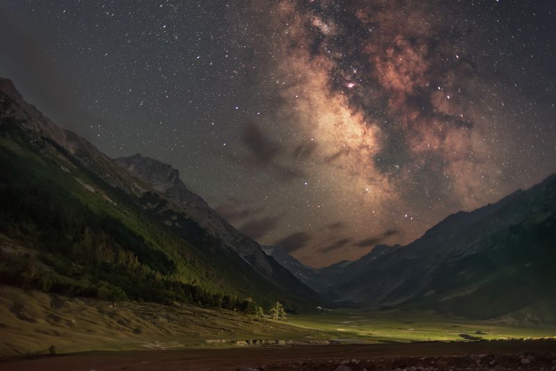 млечный путь, ночь, звездное небо, звезды, кавказ, night, milky way, stars, starry night, Поздний вечер в Марухском ущельеphoto preview