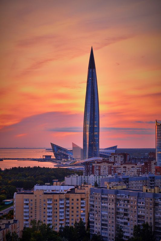 санкт-петербург, лахта, закат, лахта-центр, Закат в Лахтеphoto preview