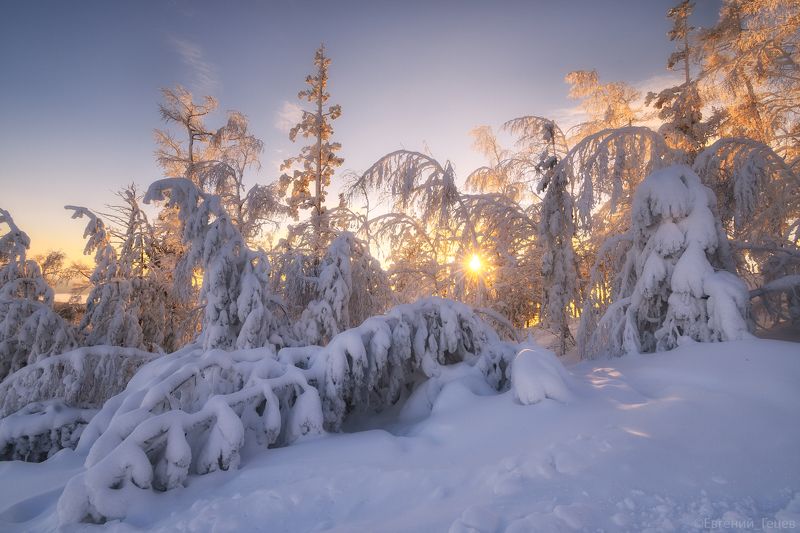 пейзаж, горы, зима, снег, урал, закат Снежное царствоphoto preview
