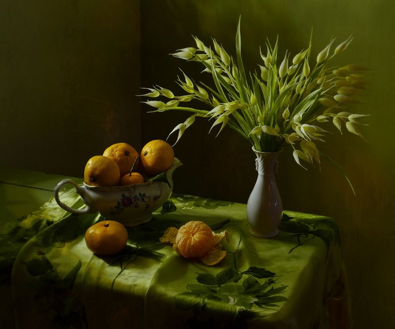 мандарины,букет,ваза,посуда,салфетка ***photo preview