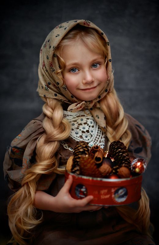 Детский портрет,рождественский подарок,Рождество Настенькаphoto preview