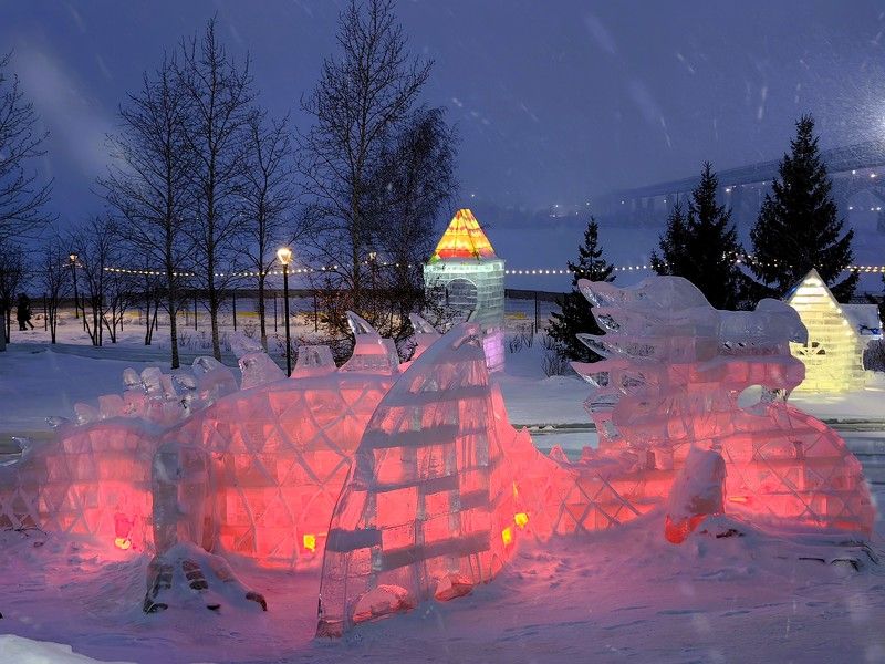дракон,ледовая скульптура,новосибирск,новый год,вечер,метель Дракон на набережной Обиphoto preview
