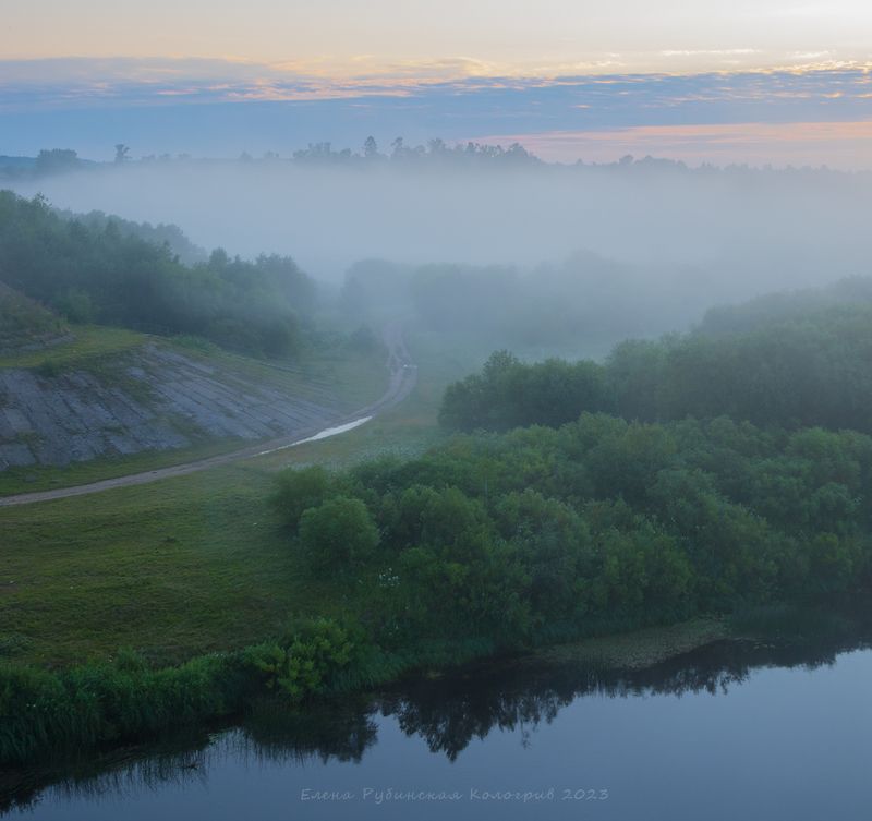 кологрив костромскаяобласть, туман, река, унжа, утро, рассвет photo preview