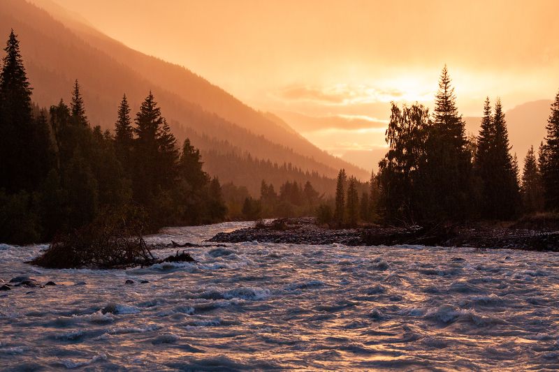 река кора, казахстан, рассвет, кора, река photo preview