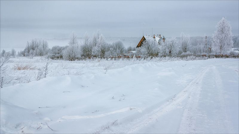 пейзаж, зима, деревня, свет, цвет, александр никитинский \