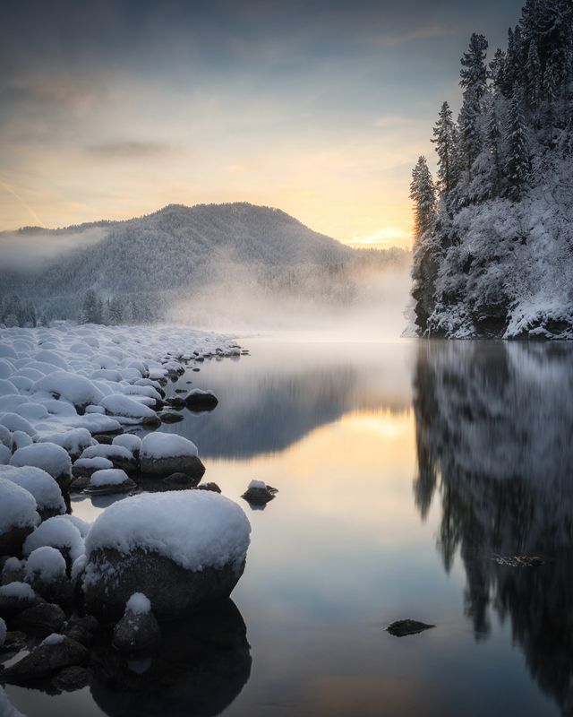 алтай, горный алтай, пейзажи алтая, турочакский район, горная река, бия, зимний алтай, горы, зимний пейзаж, горная тайга, зимнее утро, парящая река Встречая утроphoto preview