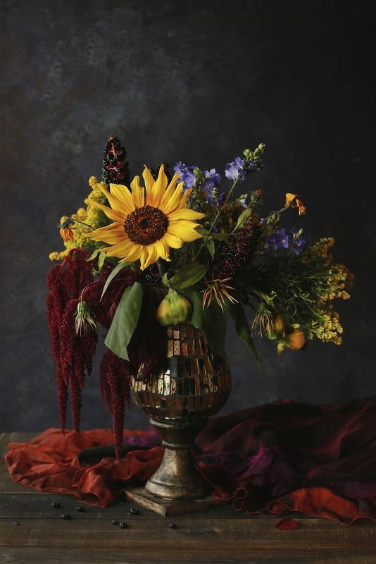 Подсолнух амарант букет С подсолнухом и амарантомphoto preview