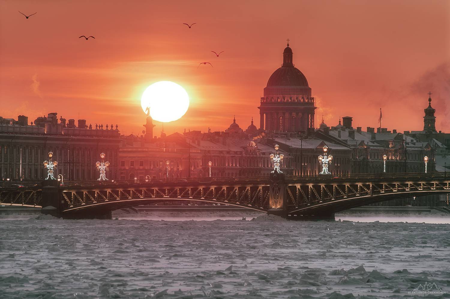 Закат на Неве. Автор: Чехонин Александр , Чехонин Александр