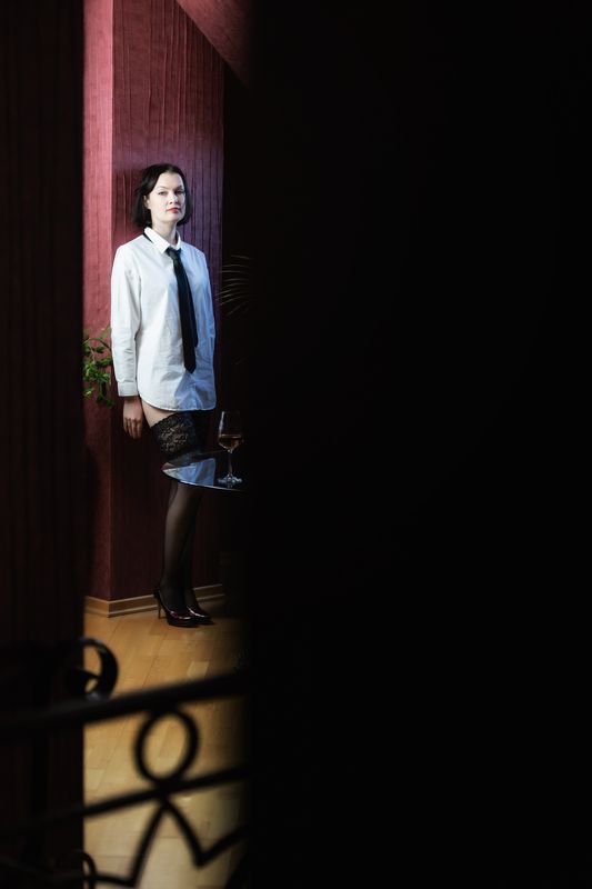 портрет, женский портрет, цвет, люди, галстук, рубашка, чулки,  ***photo preview