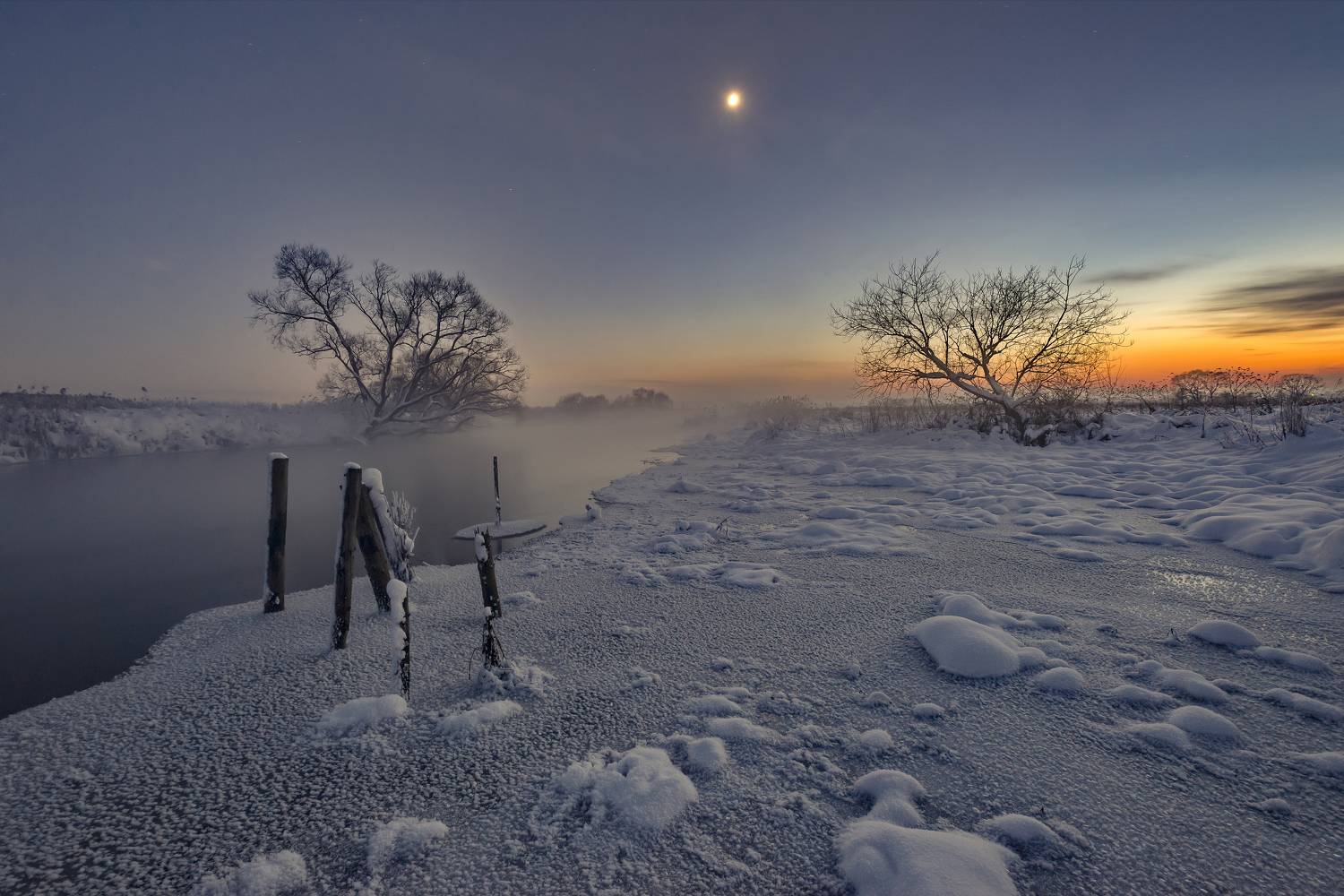 Лунная ночь. Автор: Александр Гвоздь зима, свислочь, мороз, ночь, Александр Гвоздь