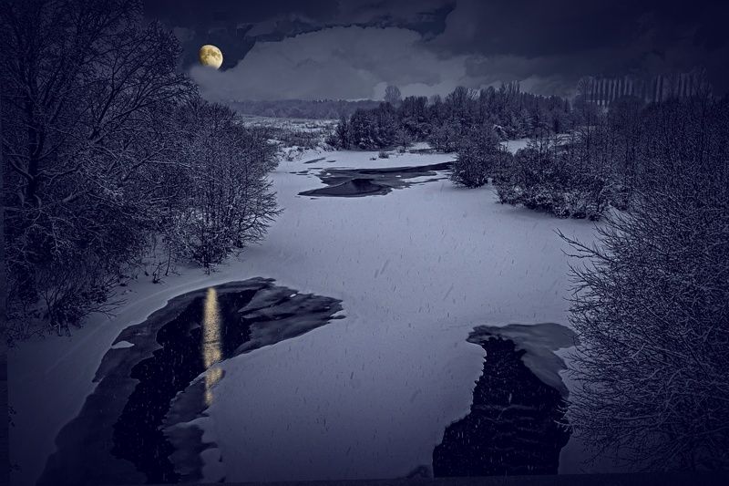 река кшень, зима, ливны, луна, лунная дорожка, январь, В Лунном сиянии... фото превью