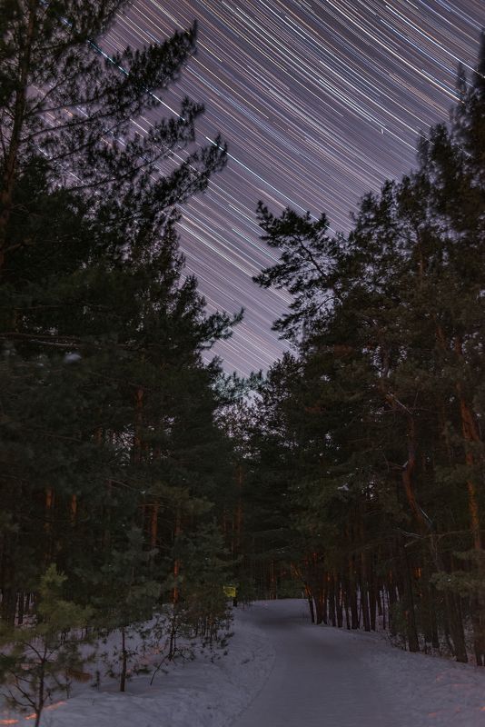 ночь, звездное небо, звездные треки, сибирь, night, starry sky, stars, siberia Час вращения Земли в одном кадреphoto preview