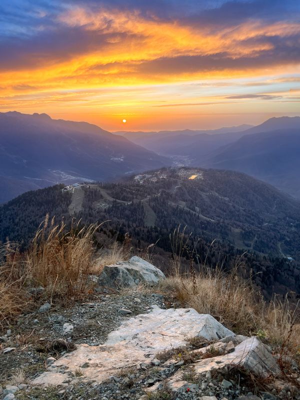 пейзаж, закат, горы, каваказ, красная поляна Закат на Красной Поляне (вид с Южной табунной)photo preview