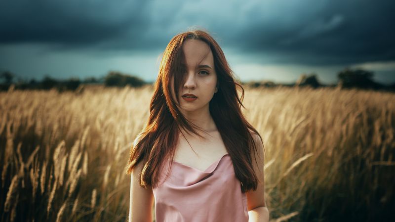портрет, girl, portrait, field, longhair Elle Erexphoto preview