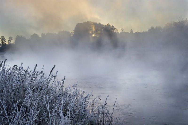 Иней, Осень, Пехорка, Рассвет, Река, Солнце, Утро Октябрьское утро фото превью